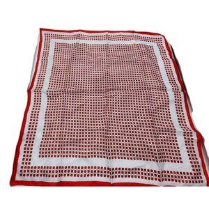 Glentex Scarf Red and White Striped Polka Dot Square 23" Acetate Japan